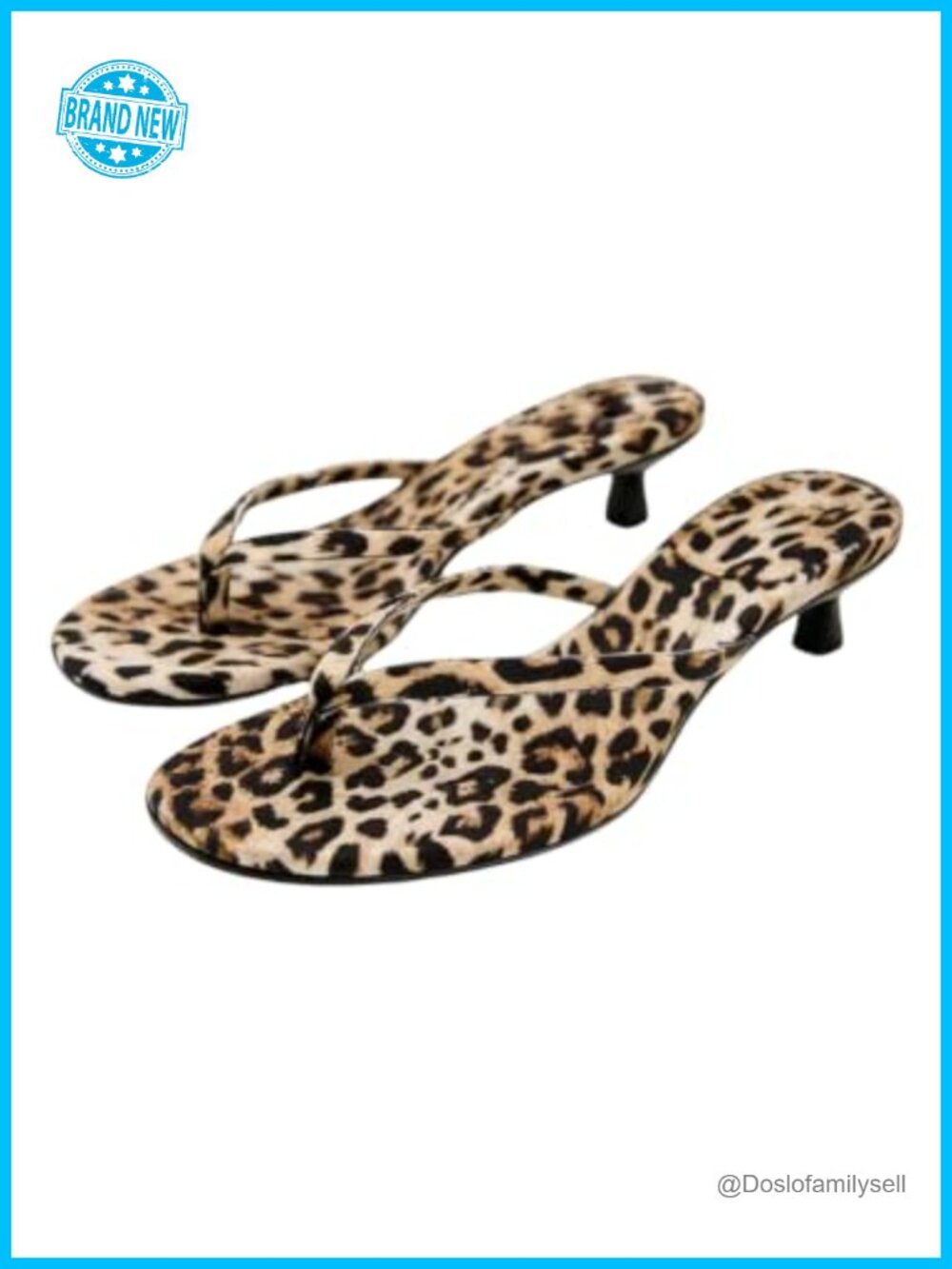 Kitten Heel Thong Flip Flops Faux Leather Round Toe Summer Sandals